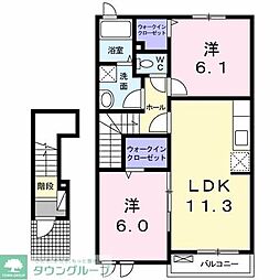 プラシードK2 2LDKの間取図画像