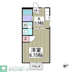 パステルハイツ 1Kの間取図画像