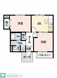 ニュークレストール桜 2DKの間取図画像