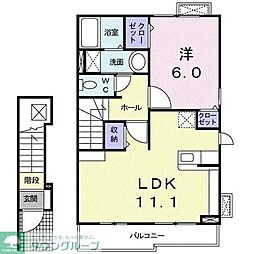 グレイスシティB 1LDKの間取図画像