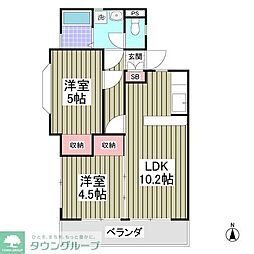 チェリーヒル 2DKの間取図画像