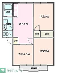 ハイツウインディアB 3DKの間取図画像