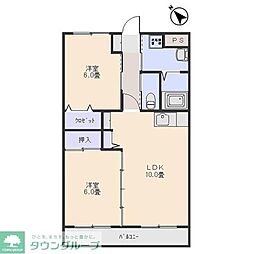 サントリーニ・マンション 2LDKの間取図画像