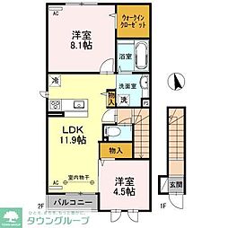 クローネ 2LDKの間取図画像