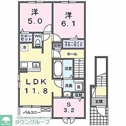テラス M3 II 2LDKの間取図画像