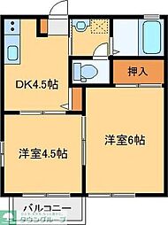 プランタンC 2DKの間取図画像