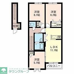 ヴィラーチェMidoriB 3LDKの間取図画像