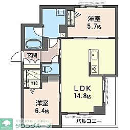 グレイスジャスティ 2LDKの間取図画像