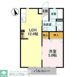 サニーコートC 1LDKの間取図画像