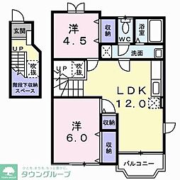 サンライズB 2LDKの間取図画像