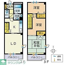 K・Kマンション 2LDKの間取図画像