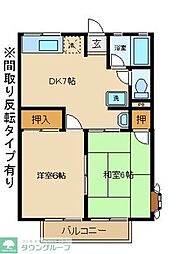 シティハイムサミット 2DKの間取図画像