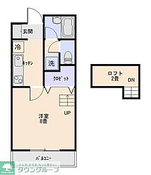 市川建設第5ハイツ 1Kの間取図画像