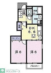 クレアトゥールB 2DKの間取図画像