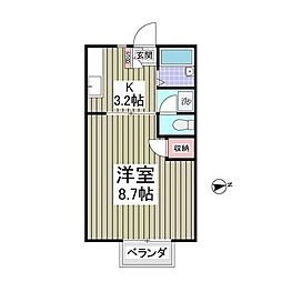 パステルハイツ 1Kの間取図画像