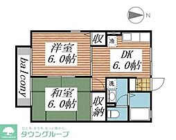 セジュール箕郷B 2DKの間取図画像