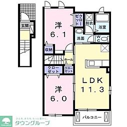 ウエストグラスA 2LDKの間取図画像