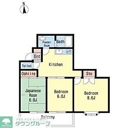 ロキシー・レーヴA 3DKの間取図画像