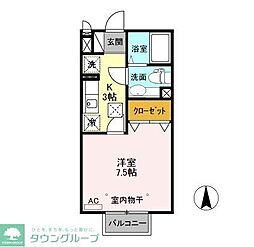 ルミエール 1Kの間取図画像