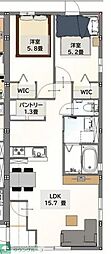 グローブテラス 2LDKの間取図画像