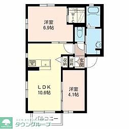 ベルヒルA 2LDKの間取図画像
