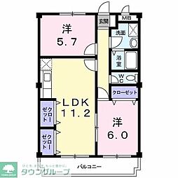 ニューマリッチモリムラ 2LDKの間取図画像