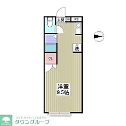 久保田ハイツひまわりB ワンルームの間取図画像