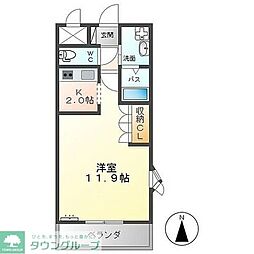 雅2 1Kの間取図画像