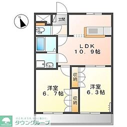 プランドール光円 2階2LDKの間取り