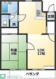 ウッディハイツ富田 1LDKの間取図画像