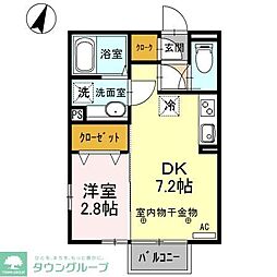 勝山B 1DKの間取図画像