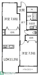 クラージュ 2LDKの間取図画像