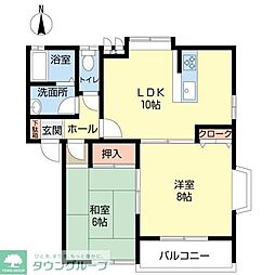 カーサ中山B 2LDKの間取図画像