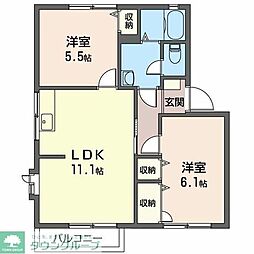 ラ・プラーサA 2LDKの間取図画像