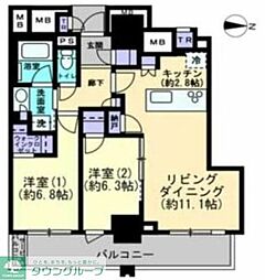 ブリリアタワー高崎アルファレジデンシア 2LDKの間取図画像