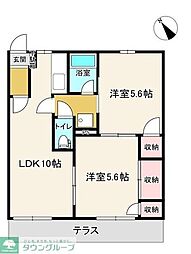 カーサエレナA 2LDKの間取図画像