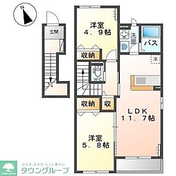 サニーヴィラ 2LDKの間取図画像