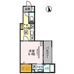 JR両毛線 前橋駅 徒歩18分の賃貸アパート 1階1Kの間取り