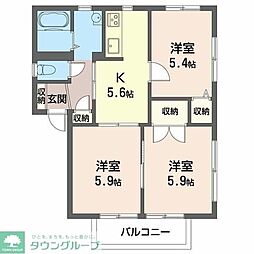 クレールハイツA 3Kの間取図画像