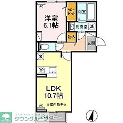 エスポワールB 1LDKの間取図画像