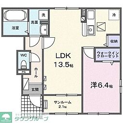 フィデール　ハイム 1階1LDKの間取り