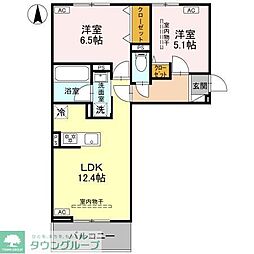 (仮称)前橋市天川原町一丁目PJ B 2LDKの間取図画像