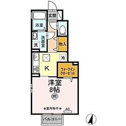 JR両毛線 前橋駅 徒歩8分の賃貸アパート 1階1Kの間取り