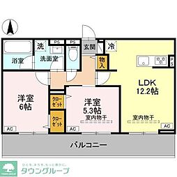 (仮称)前橋市天川原町一丁目PJ B 2LDKの間取図画像