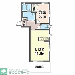 フォンテーヌ 1階1LDKの間取り