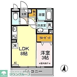 マリオーネ八千代 1LDKの間取図画像