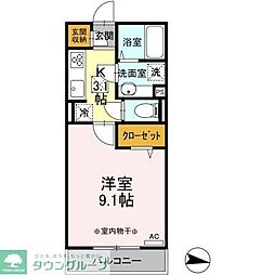 サントリーニ 1Kの間取図画像