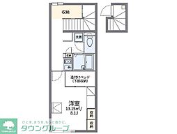 レオパレス桃木 1Kの間取図画像