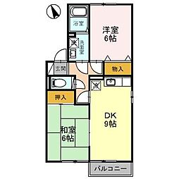 アットイーズ　I 2階2DKの間取り