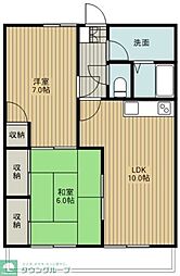 シャトレ山の手 2LDKの間取図画像